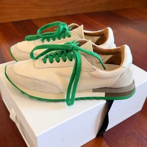 The Row Owen Runner Sneaker in Ivory/Green